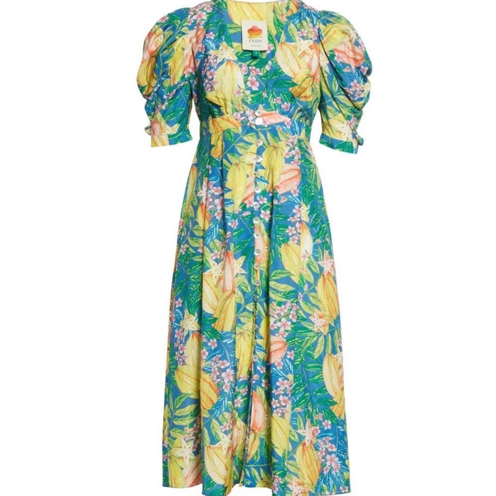 NWT FARM Rio Star Fruits Midi Dress, L - Picture 5 of 13